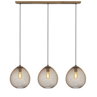 Hanglamp Maroggia bruin koper 3-lichts